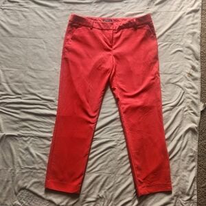 Express Columnist Coral Cotton Crop Pants with a front zip. Womens 10R